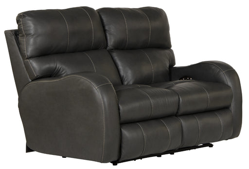 Catnapper - Angelo Power Headrest Power Lay Flat Reclining Loveseat in Gunmetal - 64572-GUNMETAL - GreatFurnitureDeal