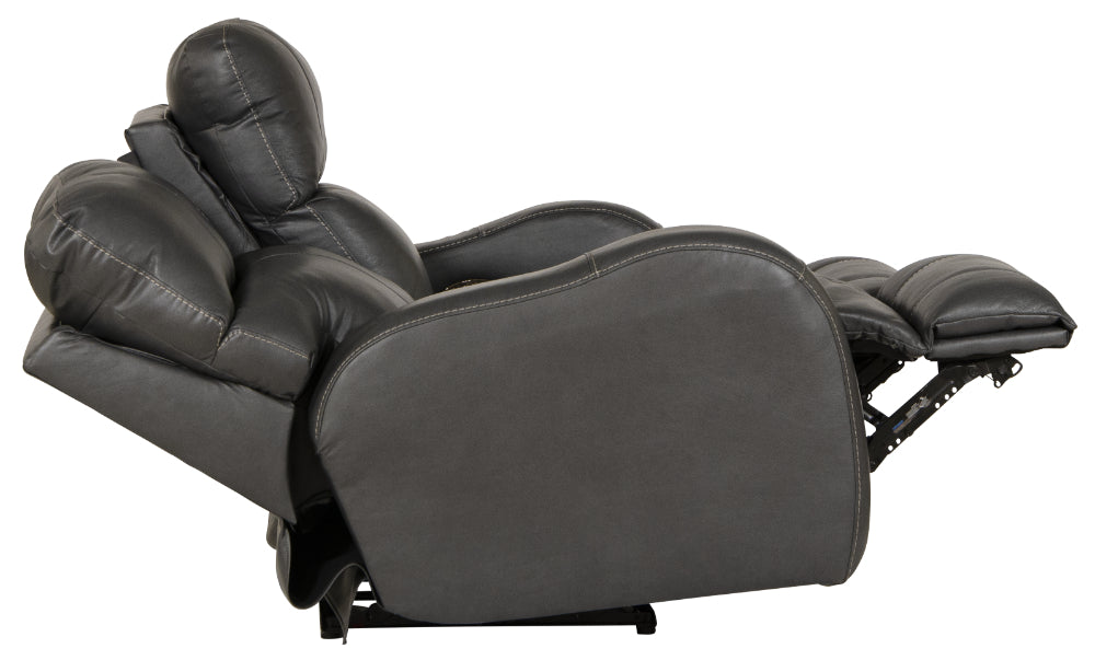 Catnapper - Angelo Power Headrest Power Lay Flat Reclining Loveseat in Gunmetal - 64572-GUNMETAL - GreatFurnitureDeal