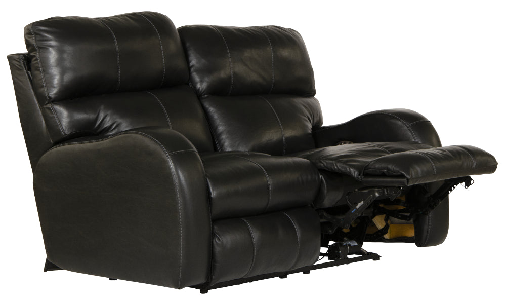 Catnapper - Angelo Power Headrest Power Lay Flat Reclining Loveseat in Black - 64462-BLACK - GreatFurnitureDeal