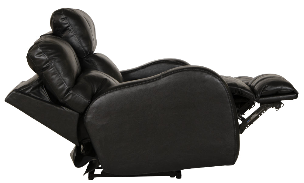 Catnapper - Angelo Power Headrest Power Lay Flat Reclining Loveseat in Black - 64462-BLACK - GreatFurnitureDeal
