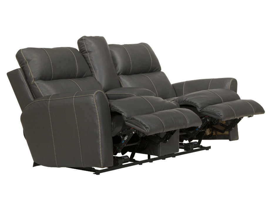 Catnapper - Fredda Power Headrest Power Lay Flat Reclining Console Loveseat w/Zero Gravity in Anthracite - 64489-ANTHRACITE - GreatFurnitureDeal