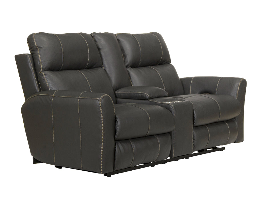 Catnapper - Fredda Power Headrest Power Lay Flat Reclining Console Loveseat w/Zero Gravity in Anthracite - 64489-ANTHRACITE - GreatFurnitureDeal