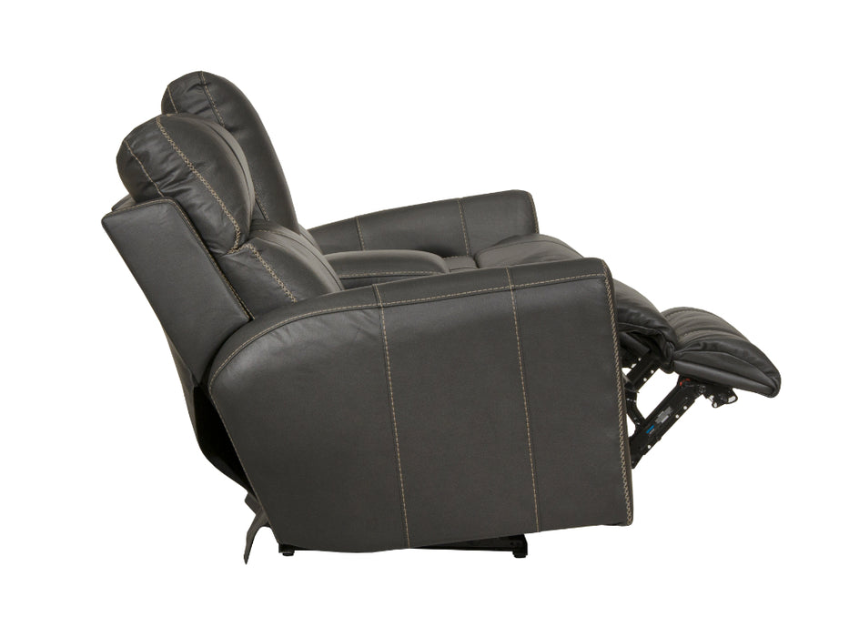 Catnapper - Fredda Power Headrest Power Lay Flat Reclining Console Loveseat w/Zero Gravity in Anthracite - 64489-ANTHRACITE - GreatFurnitureDeal