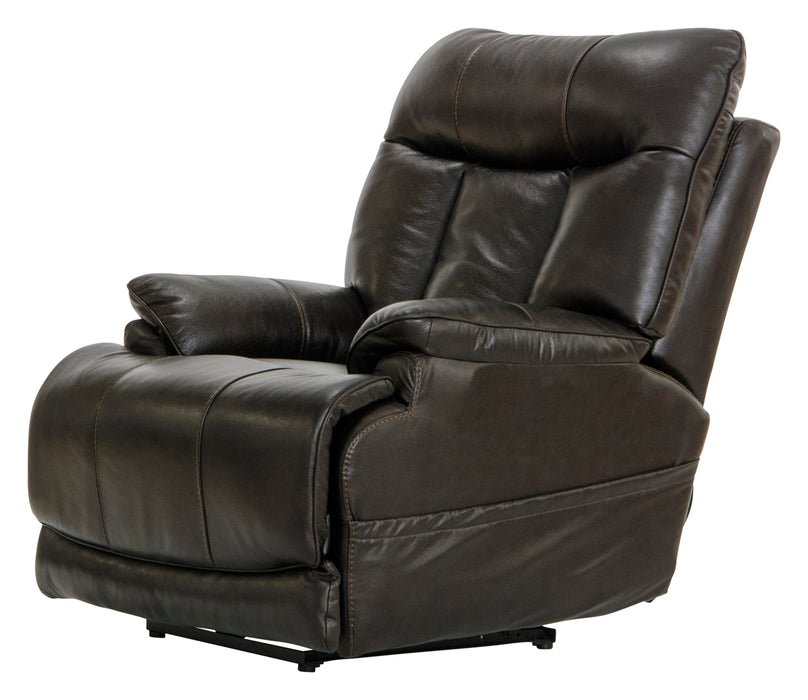 Catnapper - Naples Power Headrest w-Lumbar Power Lay Flat Recliner w-Extended Ottoman in Chocolate - 764567-CHOCOLATE