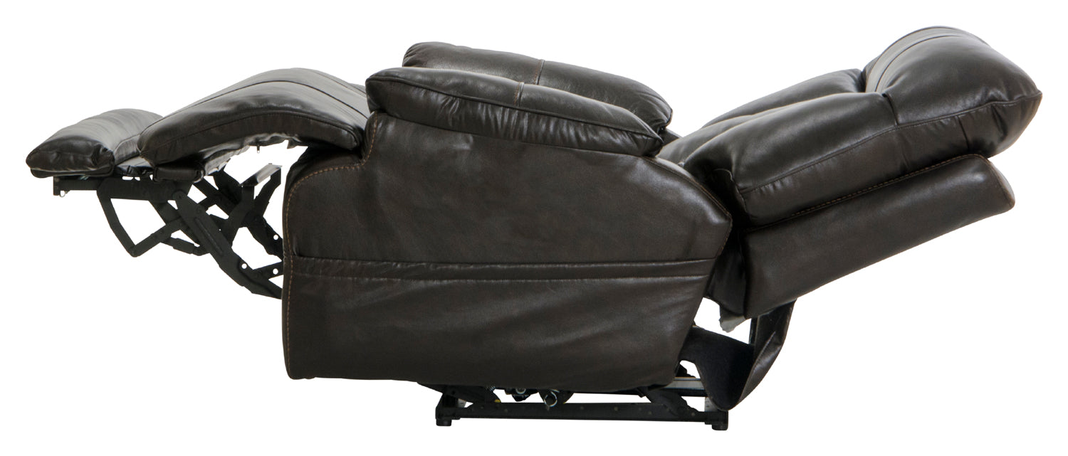 Catnapper - Naples Power Headrest w-Lumbar Power Lay Flat Recliner w-Extended Ottoman in Chocolate - 764567-CHOCOLATE