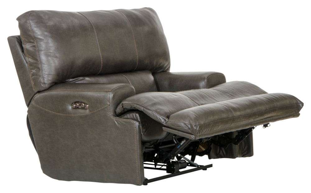 Catnapper - Wembley 3 Piece Power Lay Flat Reclining Living Room Set in Steel - 64581-STEEL-P-3SET