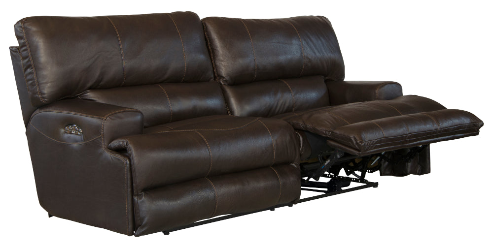 Catnapper - Wembley Power Headrest Power Lumbar Power Reclining Leather Sofa in Chocolate - 764581-CHOCOLATE-MTO - GreatFurnitureDeal