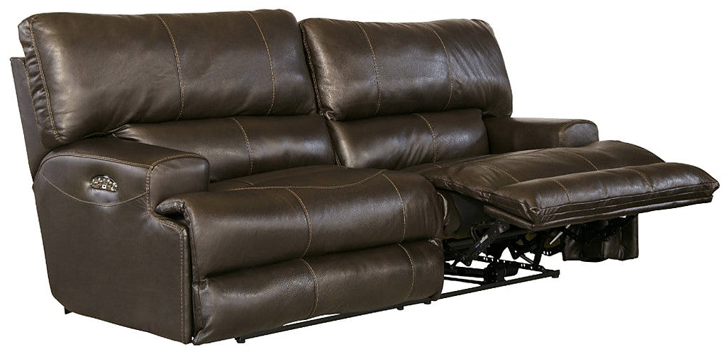 Catnapper - Wembley Power Headrest Power Lumbar Power Reclining Leather Sofa in Steel - 764581-STEEL-MTO - GreatFurnitureDeal