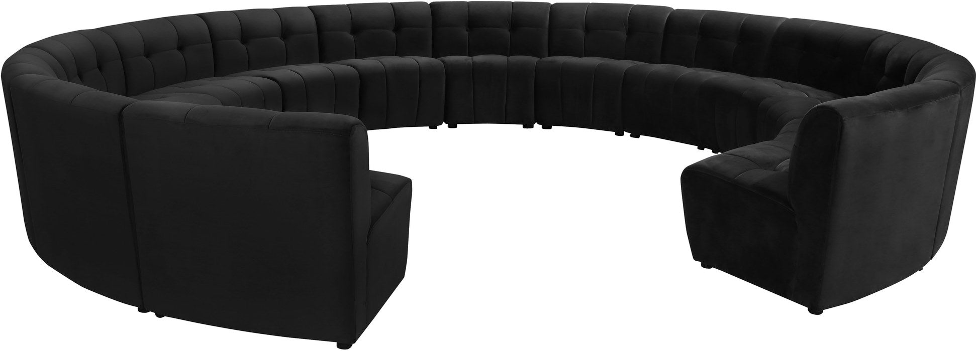 Meridian Furniture - Limitless 177.5" Black Velvet Upholstered 14pc. Sectional - 645Black-14PC - GreatFurnitureDeal