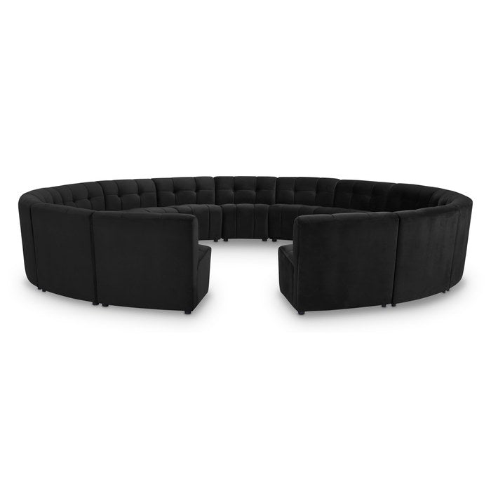 Meridian Furniture - Limitless 177.5" Black Velvet Upholstered 15pc. Sectional - 645Black-15PC - GreatFurnitureDeal