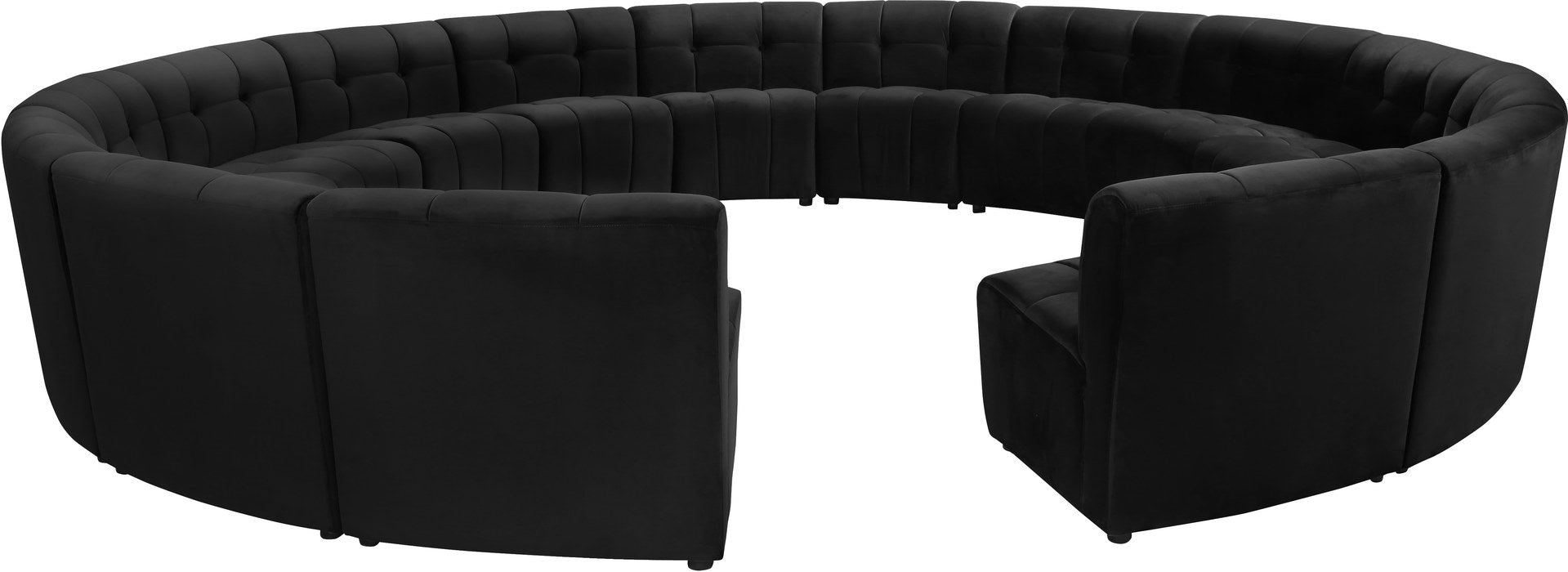 Meridian Furniture - Limitless 177.5" Black Velvet Upholstered 15pc. Sectional - 645Black-15PC - GreatFurnitureDeal