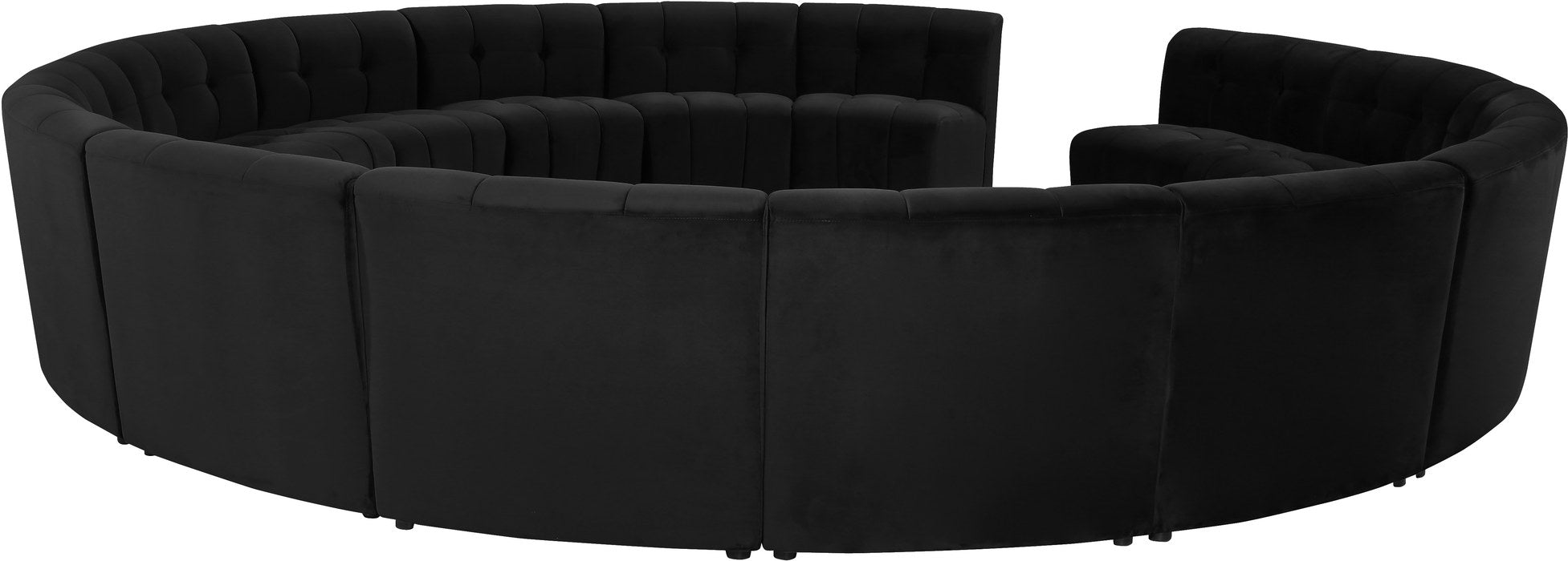 Meridian Furniture - Limitless 177.5" Black Velvet Upholstered 15pc. Sectional - 645Black-15PC - GreatFurnitureDeal