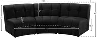 Meridian Furniture - Limitless 94" Black Velvet Upholstered 3pc. Sectional - 645Black-3PC - GreatFurnitureDeal