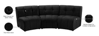 Meridian Furniture - Limitless 94" Black Velvet Upholstered 3pc. Sectional - 645Black-3PC - GreatFurnitureDeal