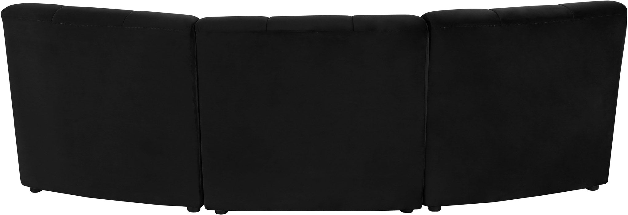 Meridian Furniture - Limitless 94" Black Velvet Upholstered 3pc. Sectional - 645Black-3PC - GreatFurnitureDeal