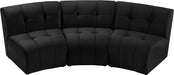 Meridian Furniture - Limitless 94" Black Velvet Upholstered 3pc. Sectional - 645Black-3PC - GreatFurnitureDeal