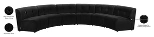 Meridian Furniture - Limitless 157.5" Black Velvet Upholstered 6pc. Sectional - 645Black-6PC - GreatFurnitureDeal