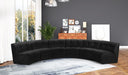 Meridian Furniture - Limitless 157.5" Black Velvet Upholstered 6pc. Sectional - 645Black-6PC - GreatFurnitureDeal