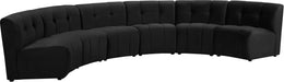 Meridian Furniture - Limitless 157.5" Black Velvet Upholstered 6pc. Sectional - 645Black-6PC - GreatFurnitureDeal