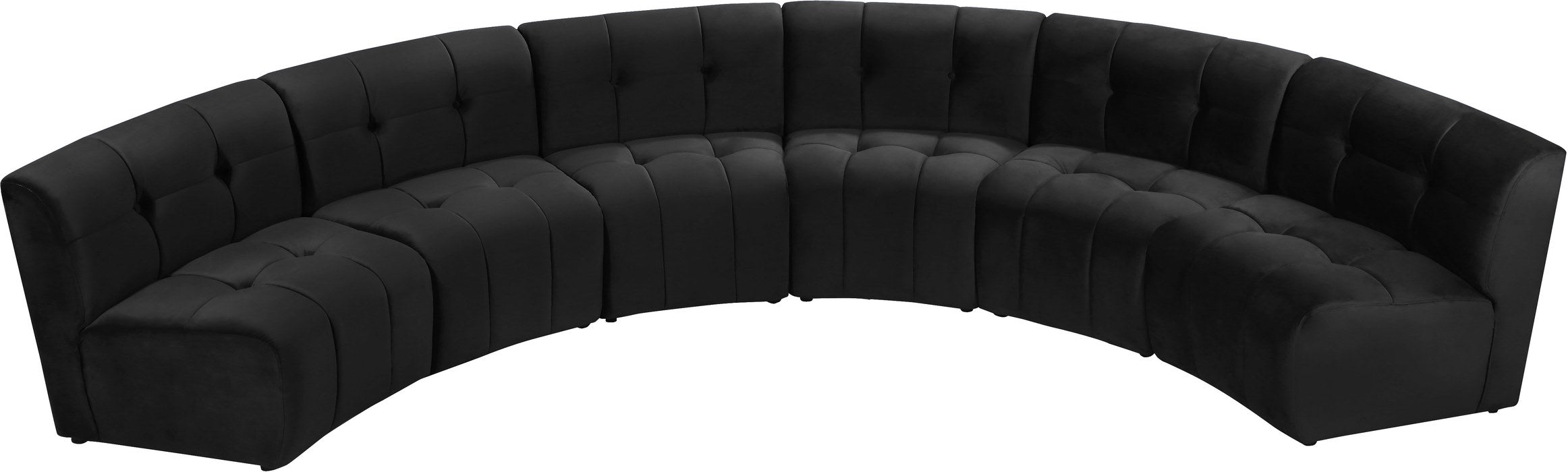 Meridian Furniture - Limitless 157.5" Black Velvet Upholstered 6pc. Sectional - 645Black-6PC - GreatFurnitureDeal