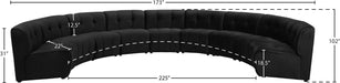 Meridian Furniture - Limitless 177.5" Black Velvet Upholstered 9pc. Sectional - 645Black-9PC - GreatFurnitureDeal