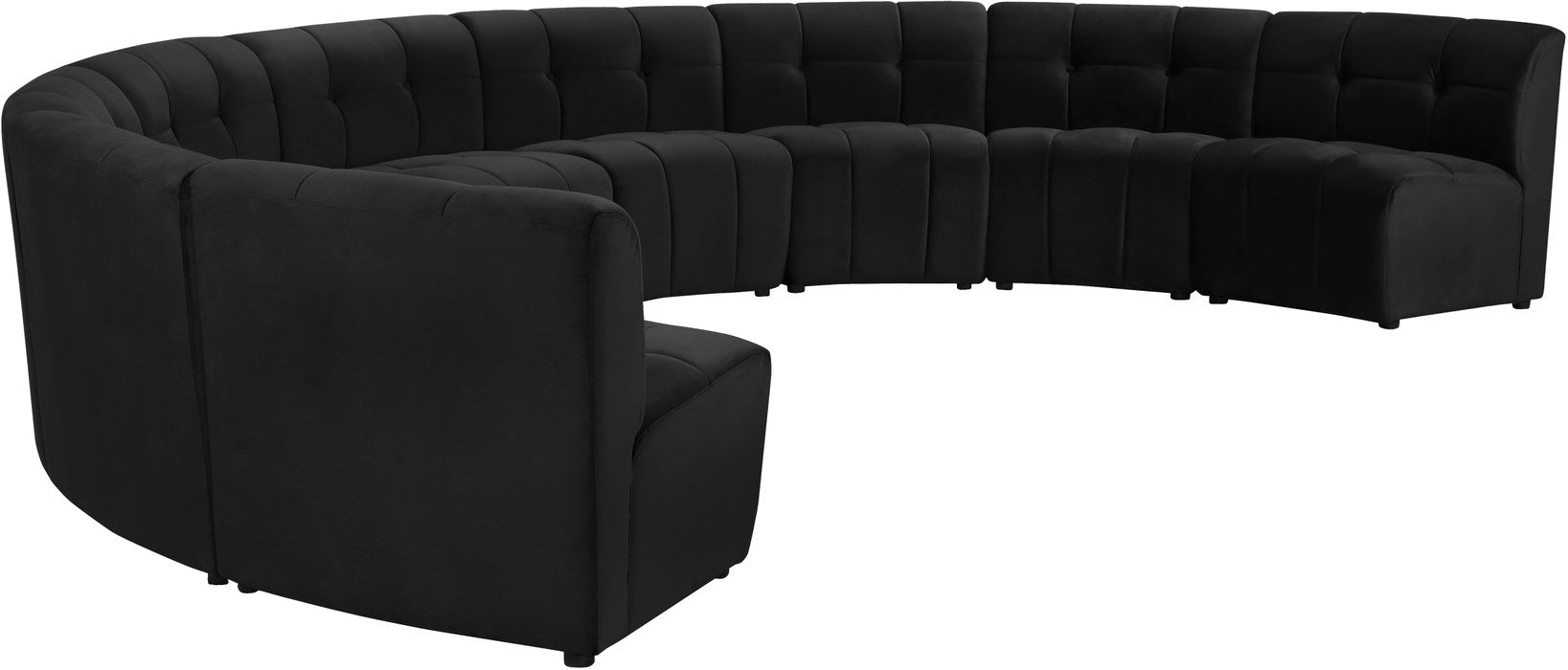 Meridian Furniture - Limitless 177.5" Black Velvet Upholstered 9pc. Sectional - 645Black-9PC - GreatFurnitureDeal