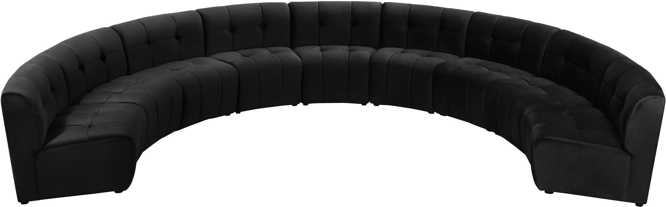 Meridian Furniture - Limitless 177.5" Black Velvet Upholstered 9pc. Sectional - 645Black-9PC - GreatFurnitureDeal