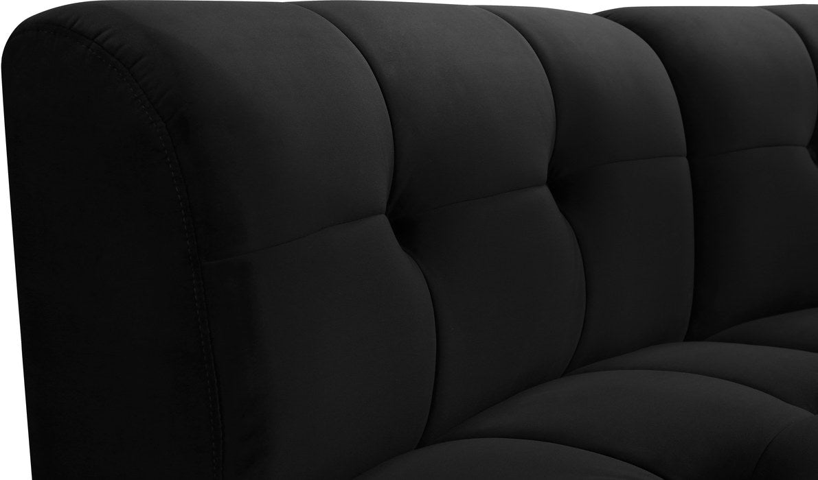 Meridian Furniture - Limitless 177.5" Black Velvet Upholstered 9pc. Sectional - 645Black-9PC - GreatFurnitureDeal