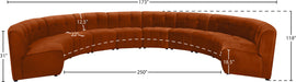 Meridian Furniture - Limitless 177.5" Cognac Velvet Upholstered 10pc. Sectional - 645Cognac-10PC - GreatFurnitureDeal