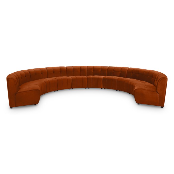 Meridian Furniture - Limitless 177.5" Cognac Velvet Upholstered 10pc. Sectional - 645Cognac-10PC - GreatFurnitureDeal