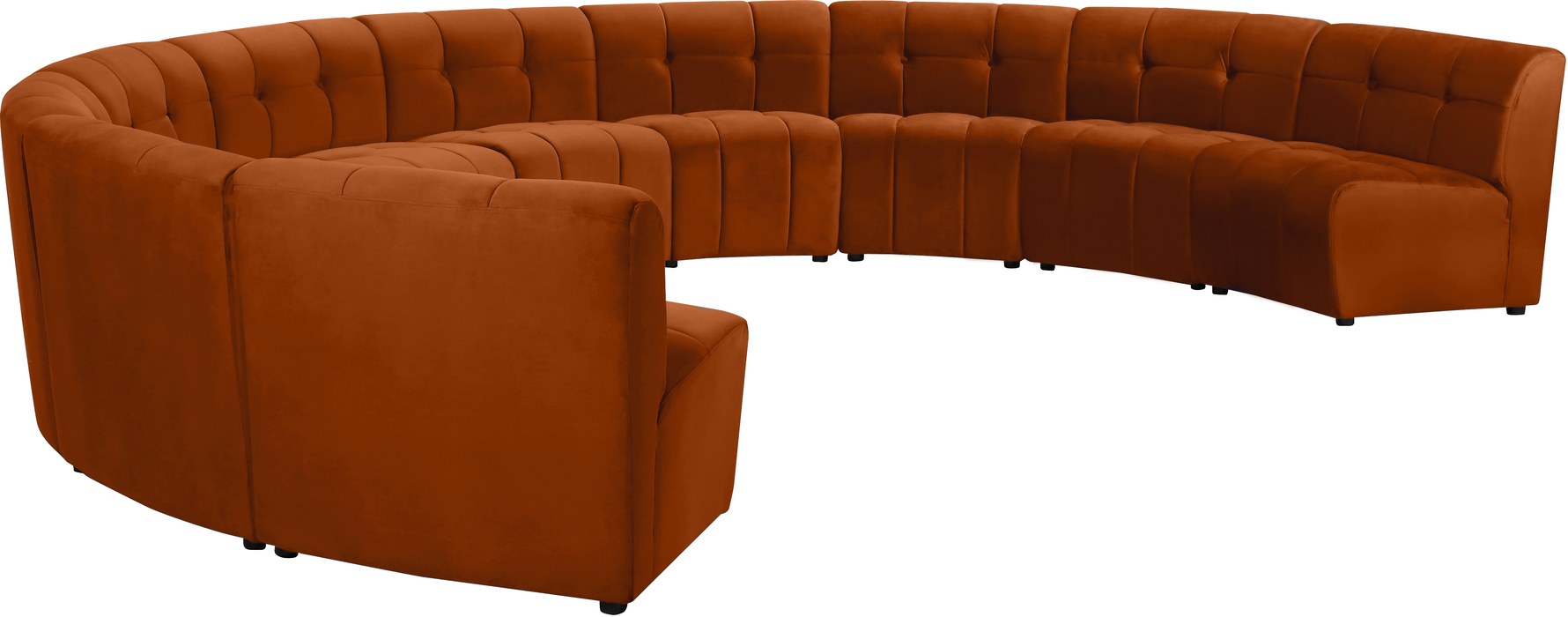 Meridian Furniture - Limitless 177.5" Cognac Velvet Upholstered 10pc. Sectional - 645Cognac-10PC - GreatFurnitureDeal