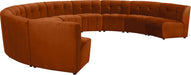 Meridian Furniture - Limitless 177.5" Cognac Velvet Upholstered 10pc. Sectional - 645Cognac-10PC - GreatFurnitureDeal