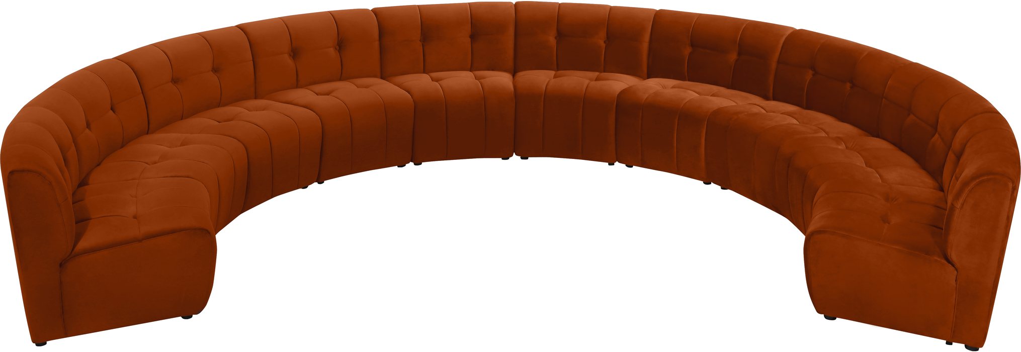 Meridian Furniture - Limitless 177.5" Cognac Velvet Upholstered 10pc. Sectional - 645Cognac-10PC - GreatFurnitureDeal