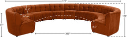 Meridian Furniture - Limitless 177.5" Cognac Velvet Upholstered 12pc. Sectional - 645Cognac-12PC - GreatFurnitureDeal