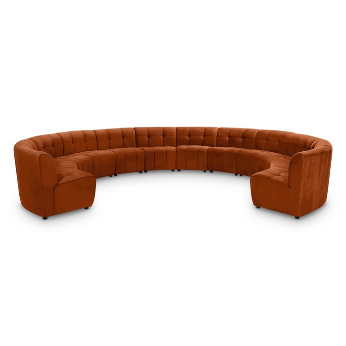 Meridian Furniture - Limitless 177.5" Cognac Velvet Upholstered 12pc. Sectional - 645Cognac-12PC - GreatFurnitureDeal
