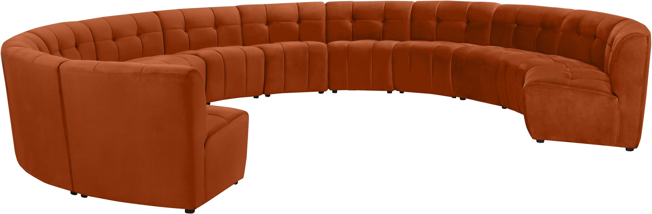 Meridian Furniture - Limitless 177.5" Cognac Velvet Upholstered 12pc. Sectional - 645Cognac-12PC - GreatFurnitureDeal