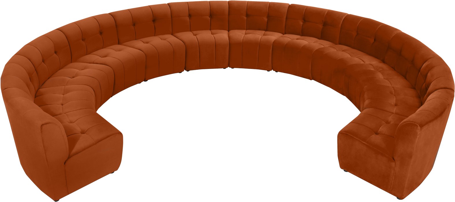 Meridian Furniture - Limitless 177.5" Cognac Velvet Upholstered 12pc. Sectional - 645Cognac-12PC - GreatFurnitureDeal