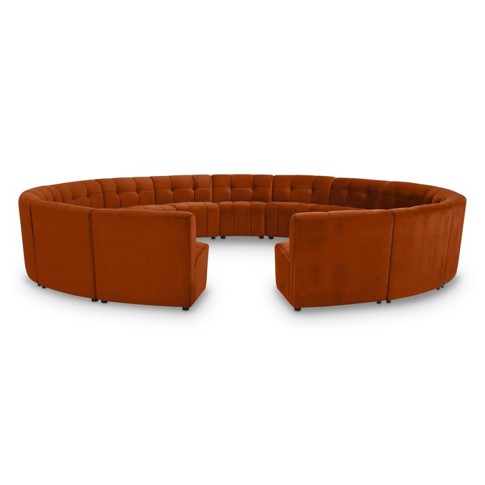 Meridian Furniture - Limitless 177.5" Cognac Velvet Upholstered 15pc. Sectional - 645Cognac-15PC - GreatFurnitureDeal