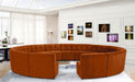Meridian Furniture - Limitless 177.5" Cognac Velvet Upholstered 15pc. Sectional - 645Cognac-15PC - GreatFurnitureDeal