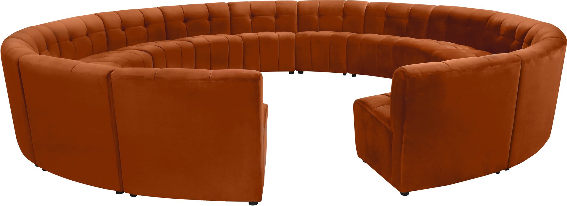 Meridian Furniture - Limitless 177.5" Cognac Velvet Upholstered 15pc. Sectional - 645Cognac-15PC - GreatFurnitureDeal