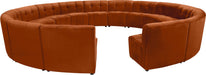 Meridian Furniture - Limitless 177.5" Cognac Velvet Upholstered 15pc. Sectional - 645Cognac-15PC - GreatFurnitureDeal