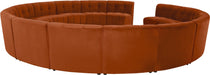 Meridian Furniture - Limitless 177.5" Cognac Velvet Upholstered 15pc. Sectional - 645Cognac-15PC - GreatFurnitureDeal