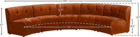 Meridian Furniture - Limitless 141.5" Cognac Velvet Upholstered 5pc. Sectional - 645Cognac-5PC - GreatFurnitureDeal