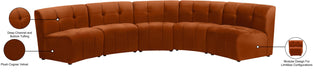 Meridian Furniture - Limitless 141.5" Cognac Velvet Upholstered 5pc. Sectional - 645Cognac-5PC - GreatFurnitureDeal