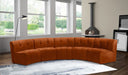 Meridian Furniture - Limitless 141.5" Cognac Velvet Upholstered 5pc. Sectional - 645Cognac-5PC - GreatFurnitureDeal