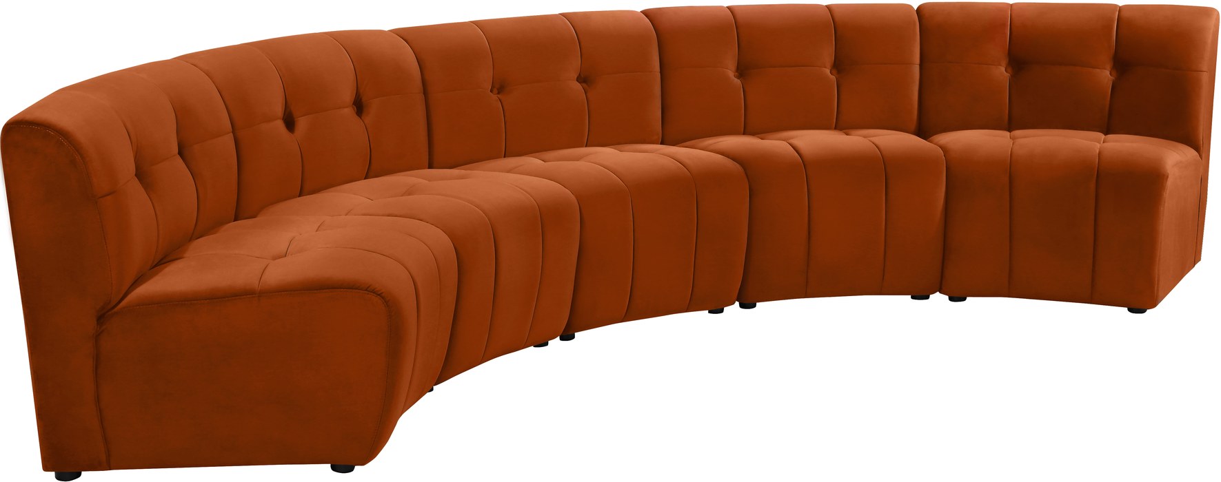 Meridian Furniture - Limitless 141.5" Cognac Velvet Upholstered 5pc. Sectional - 645Cognac-5PC - GreatFurnitureDeal