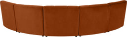 Meridian Furniture - Limitless 141.5" Cognac Velvet Upholstered 5pc. Sectional - 645Cognac-5PC - GreatFurnitureDeal