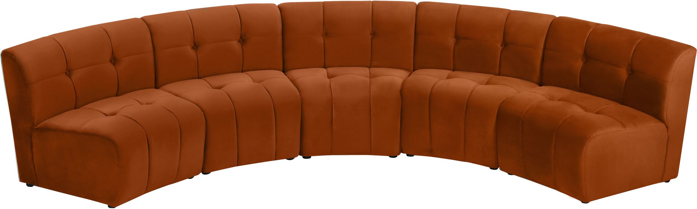Meridian Furniture - Limitless 141.5" Cognac Velvet Upholstered 5pc. Sectional - 645Cognac-5PC - GreatFurnitureDeal