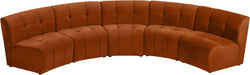 Meridian Furniture - Limitless 141.5" Cognac Velvet Upholstered 5pc. Sectional - 645Cognac-5PC - GreatFurnitureDeal