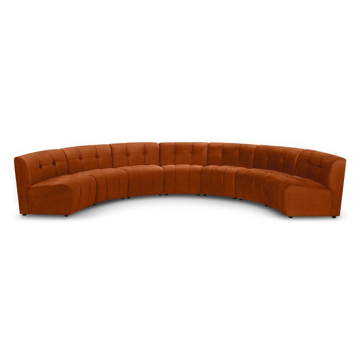 Meridian Furniture - Limitless 169.5" Cognac Velvet Upholstered 7pc. Sectional - 645Cognac-7PC - GreatFurnitureDeal